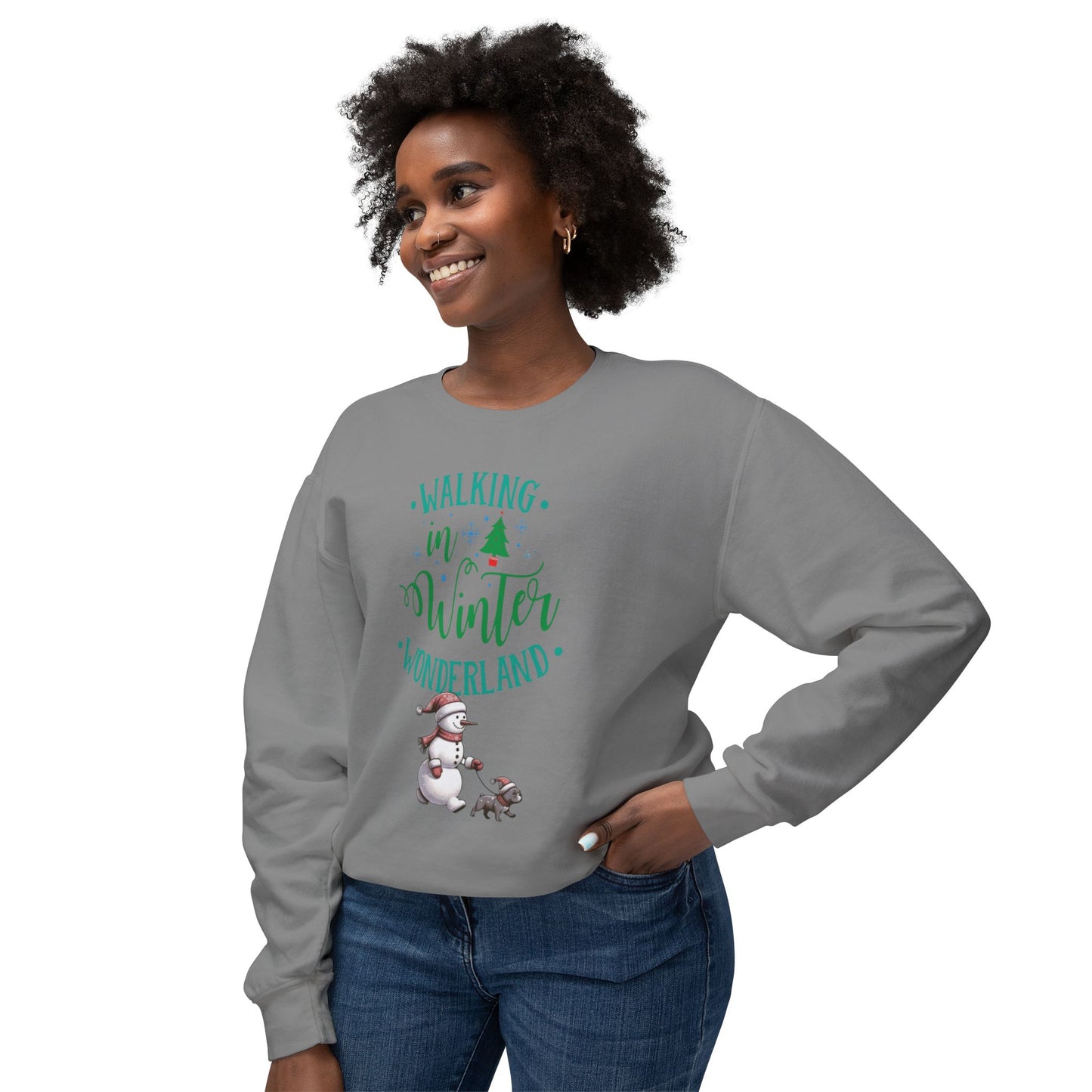 Snowman Walking French Bulldog Sweatshirt