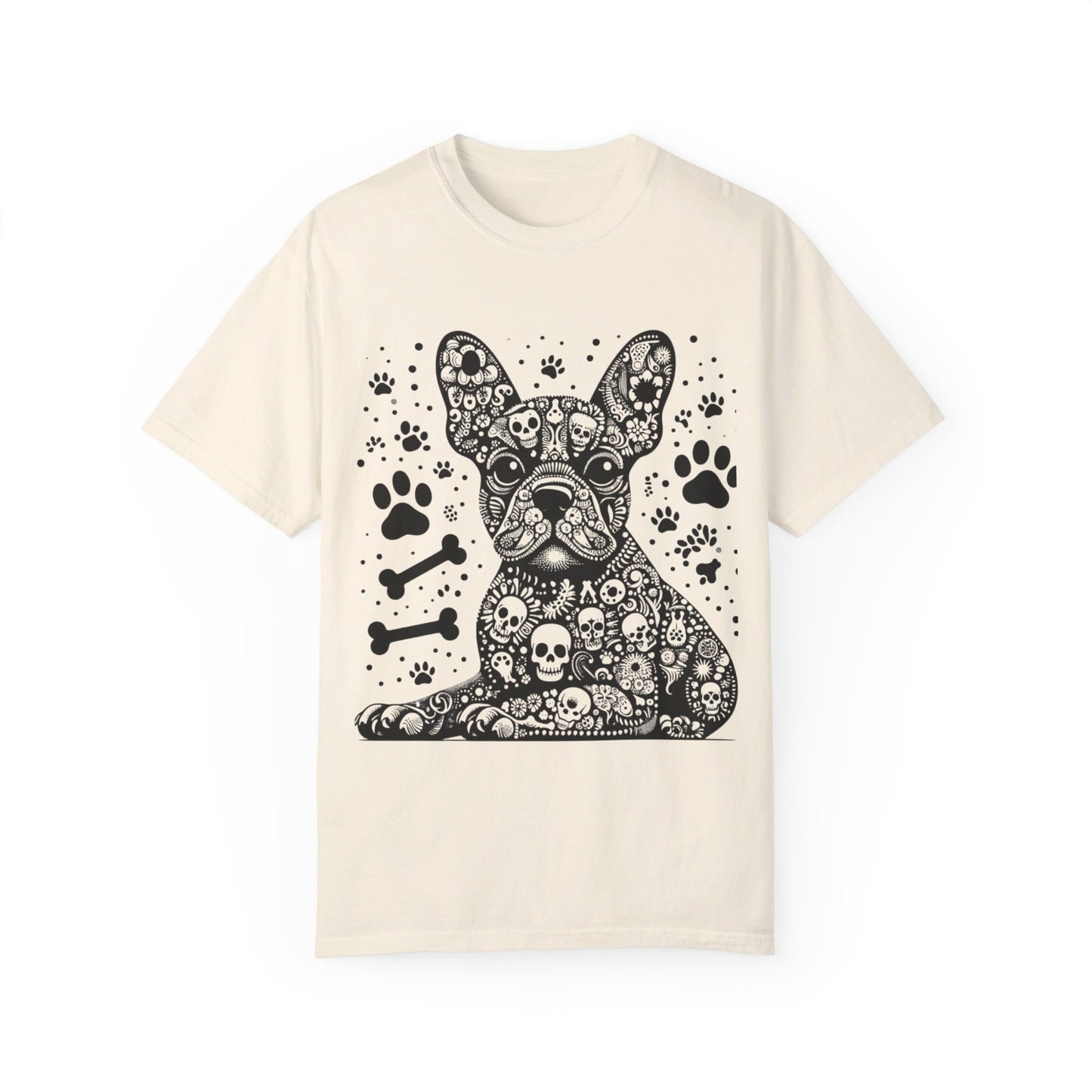 Abstract skull Frenchie Unisex Garment-Dyed T-shirt