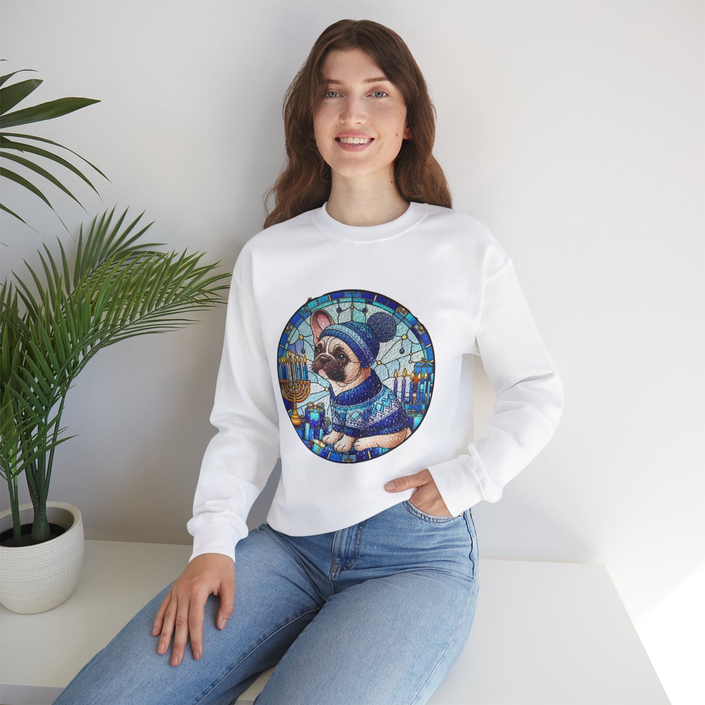 Stained Glass Hanukkah Unisex Heavy Blend™ Crewneck Sweatshirt