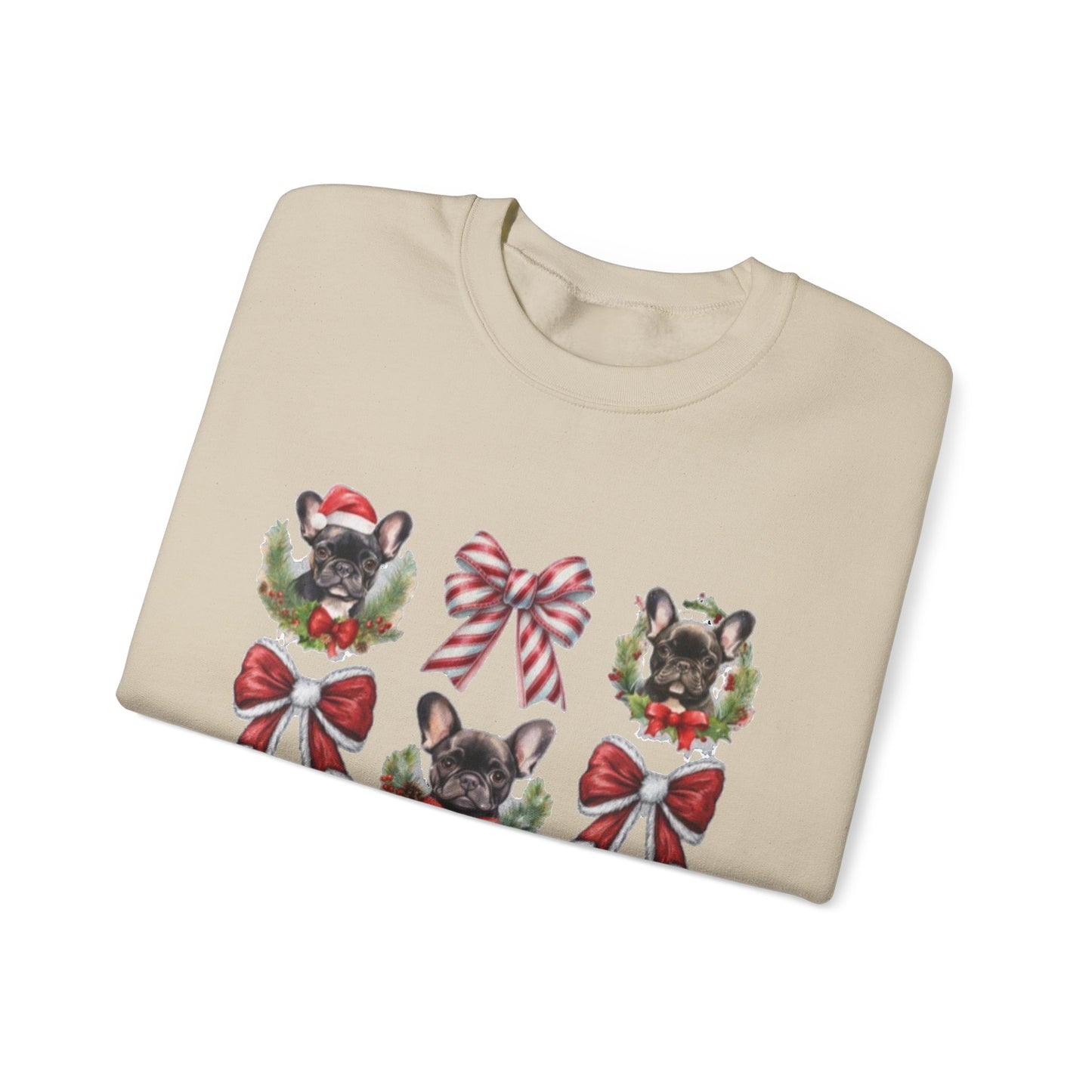 Frenchie Bow Candy Cane Sweatshirt