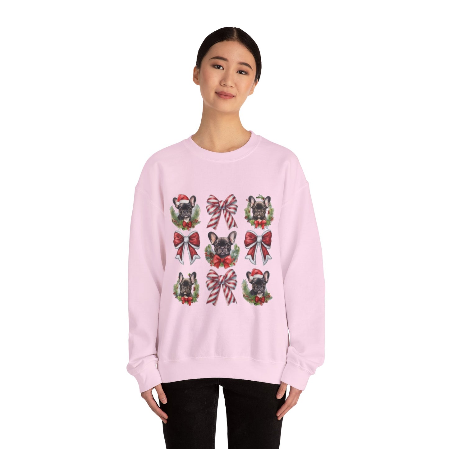 Frenchie Bow Candy Cane Sweatshirt