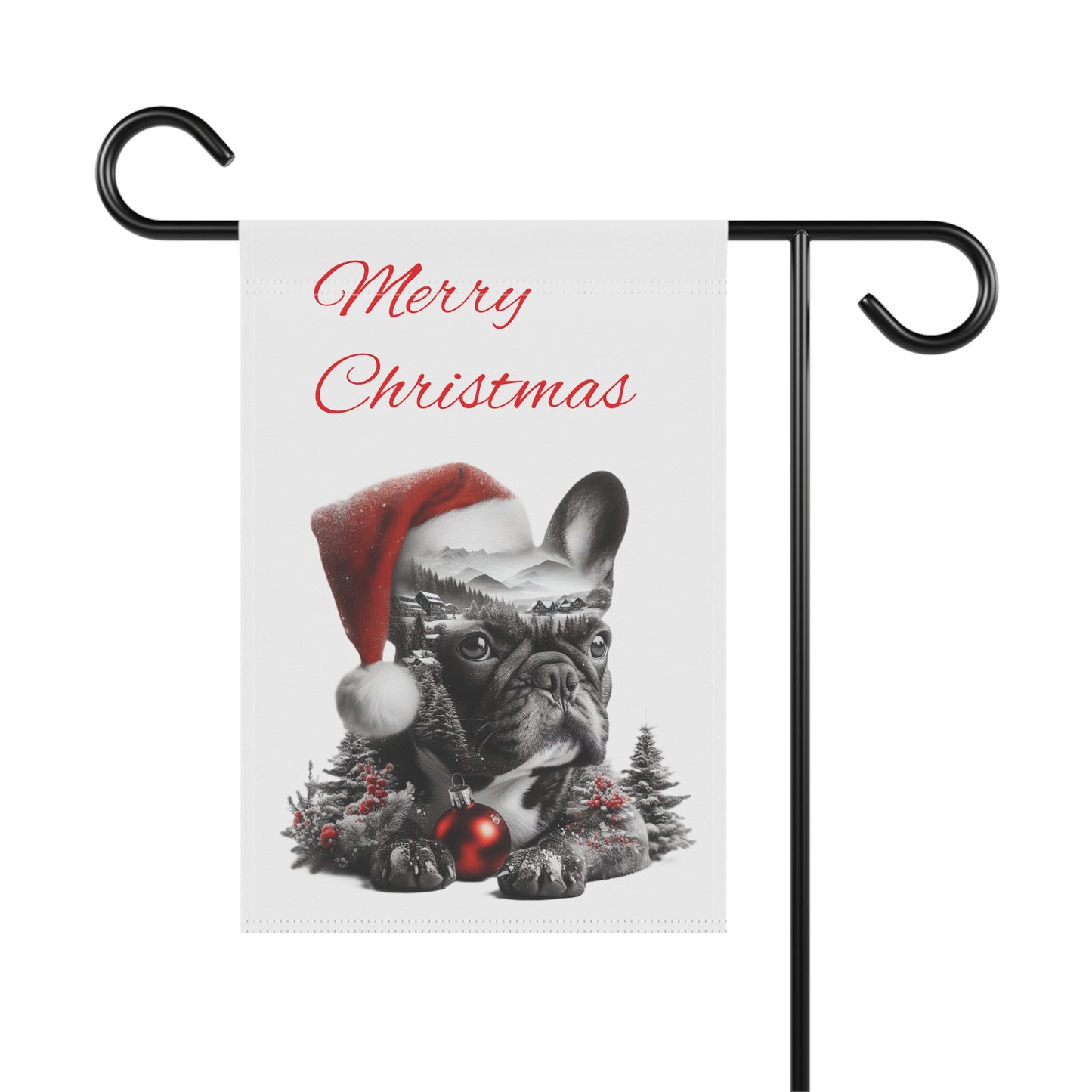 Artistic Christmas Frenchie Yard Flag