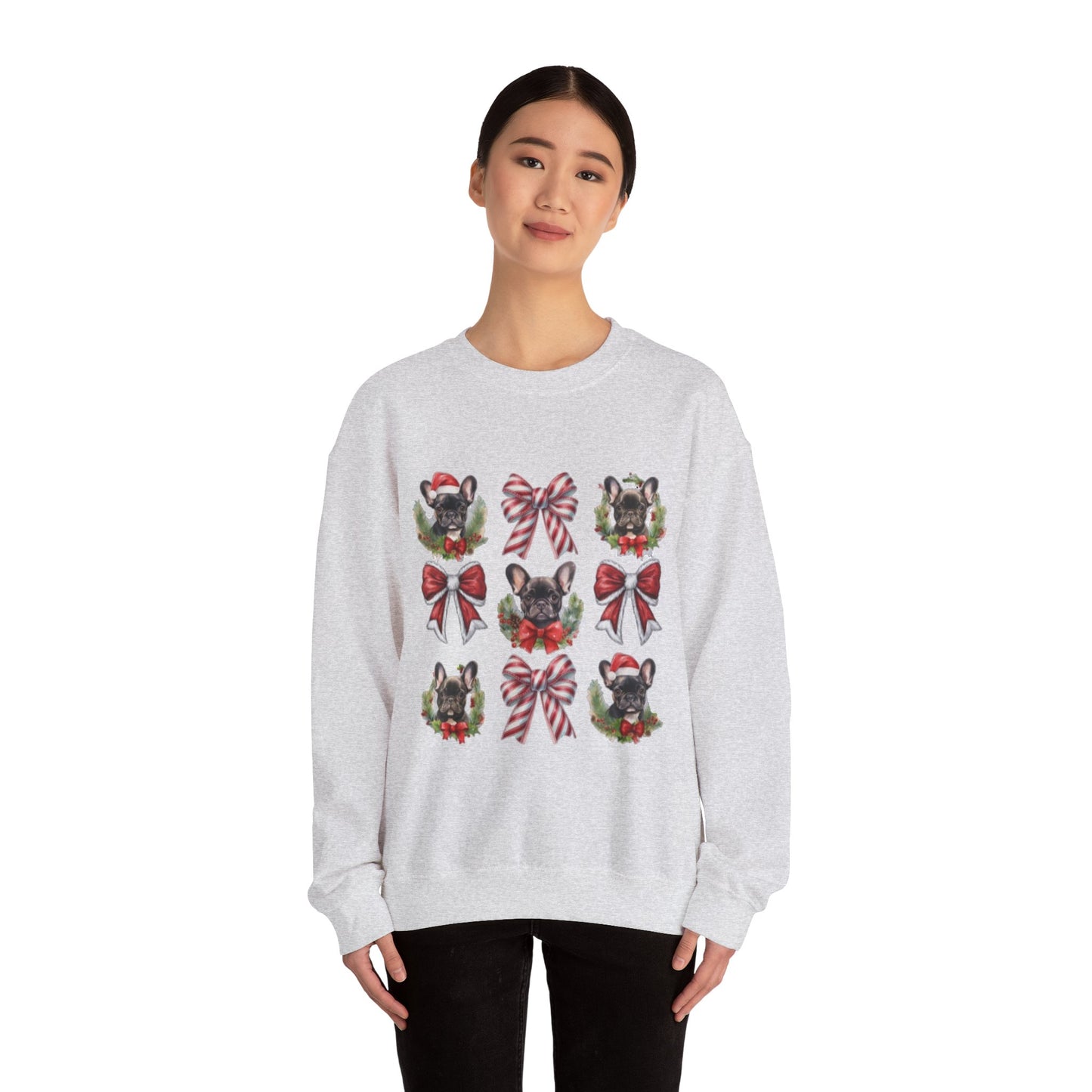 Frenchie Bow Candy Cane Sweatshirt