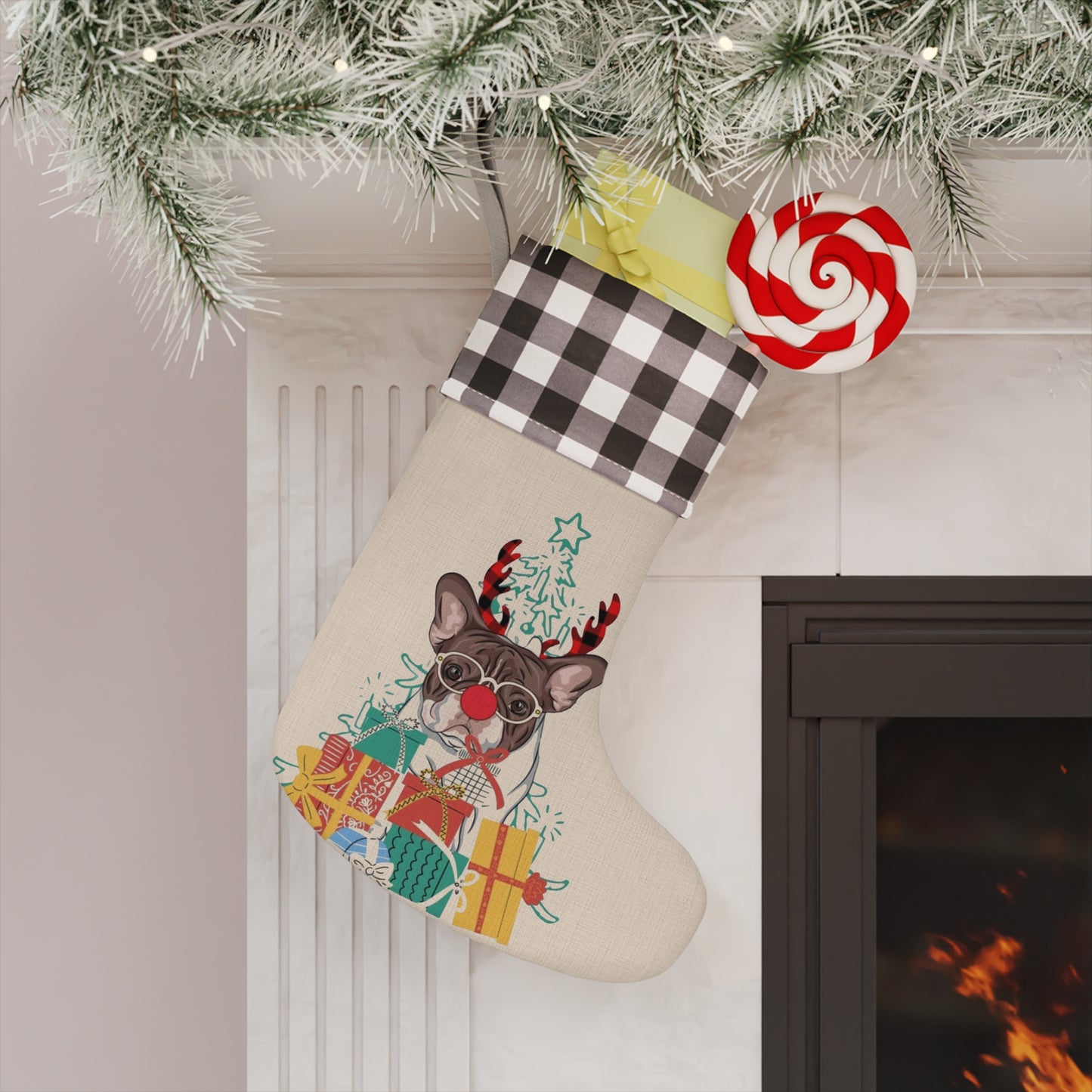 Frenchie Rudolph Stocking