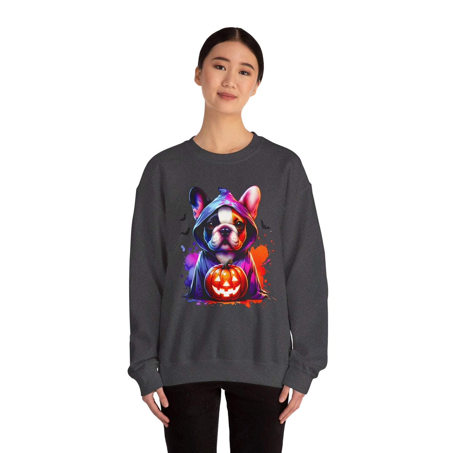 Frenchie pumpkin Unisex Heavy Blend™ Crewneck Sweatshirt