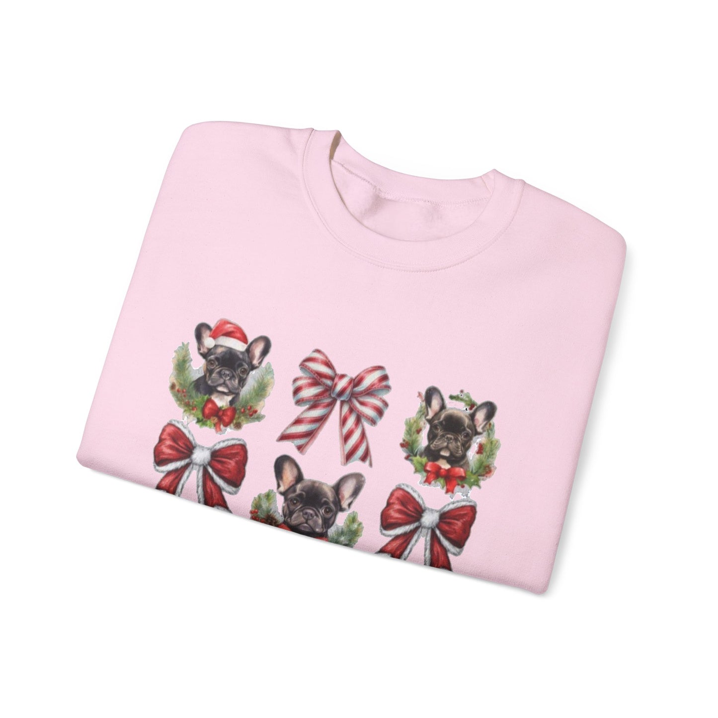 Frenchie Bow Candy Cane Sweatshirt