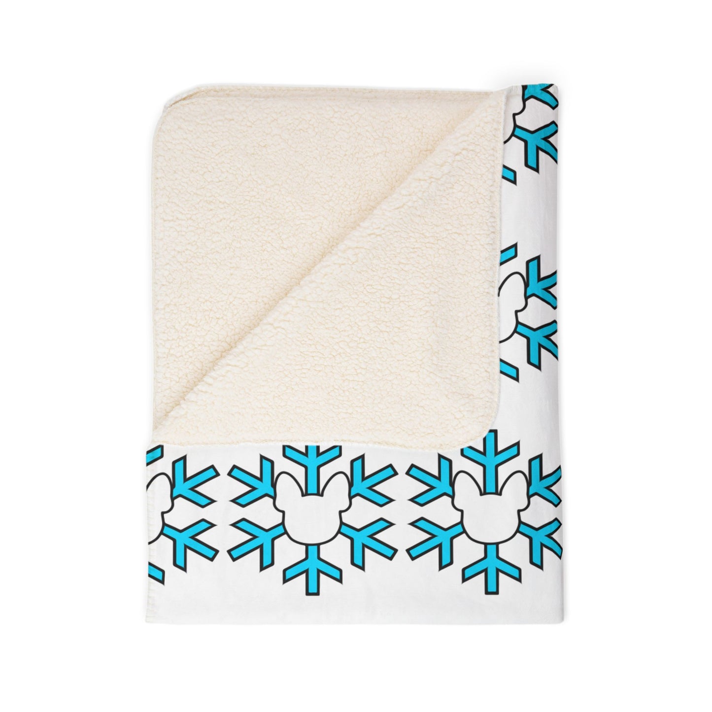 Frenchie Snowflake Fleece Sherpa Blanket