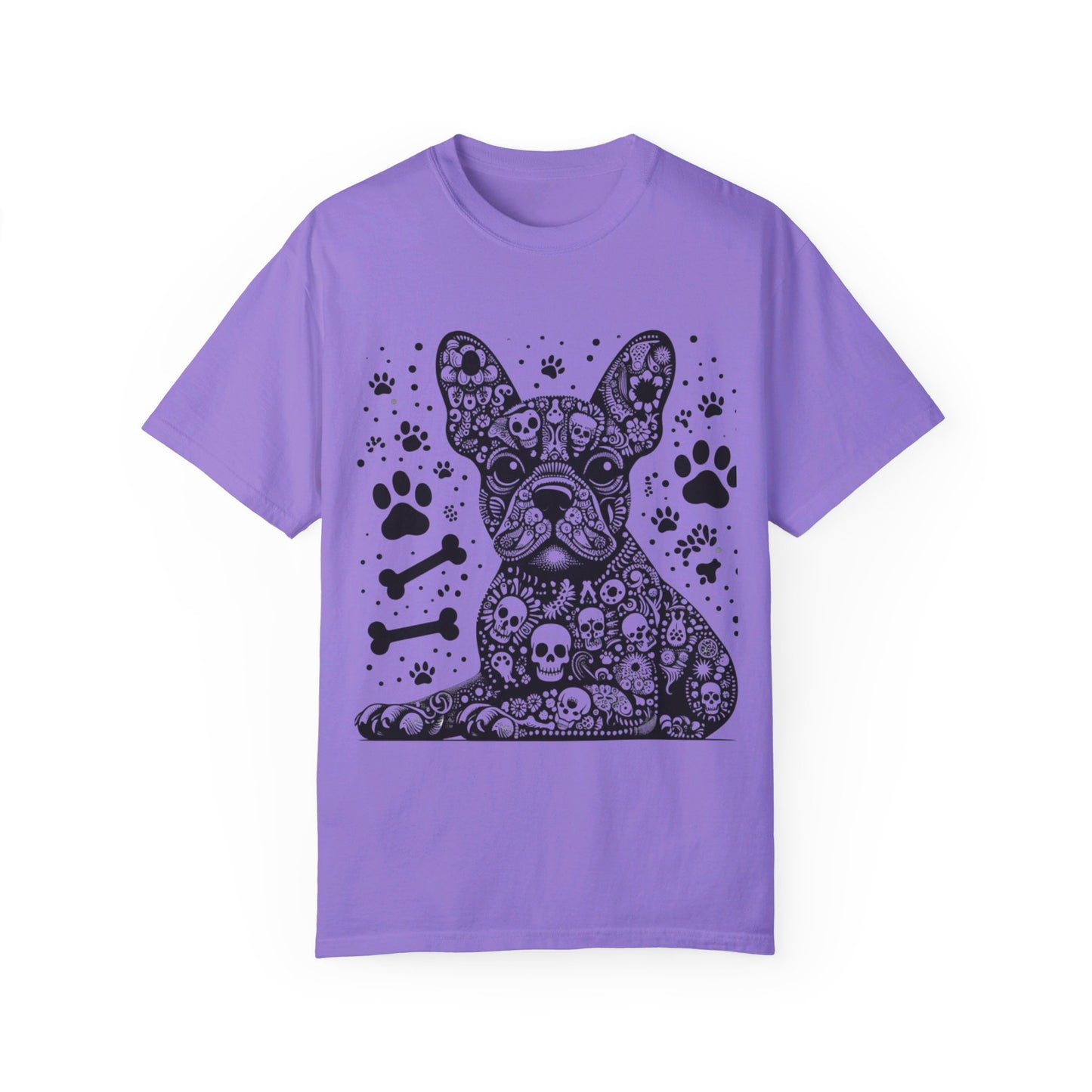 Abstract skull Frenchie Unisex Garment-Dyed T-shirt