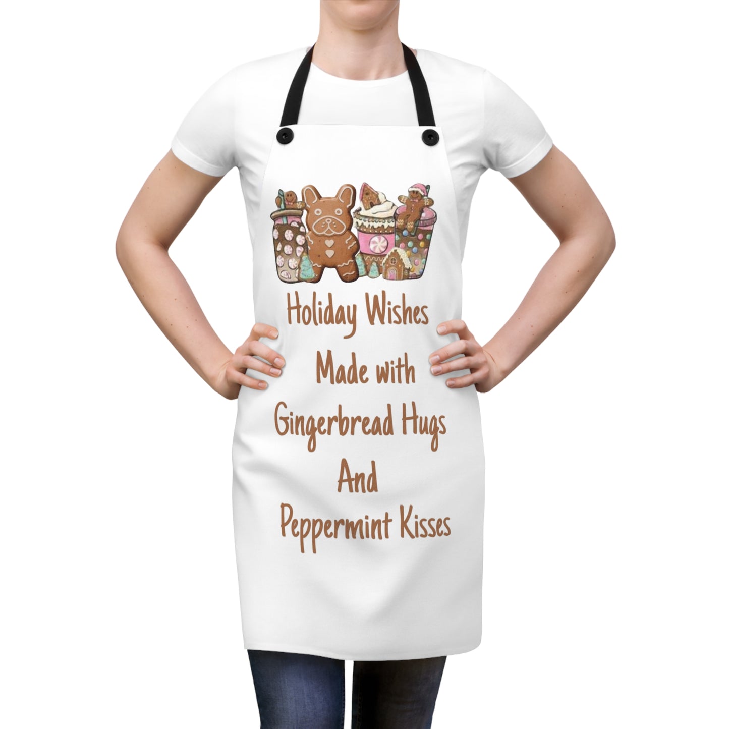 Apron - Frenchie Gingerbread Wishes Kitchen Cooking Gift