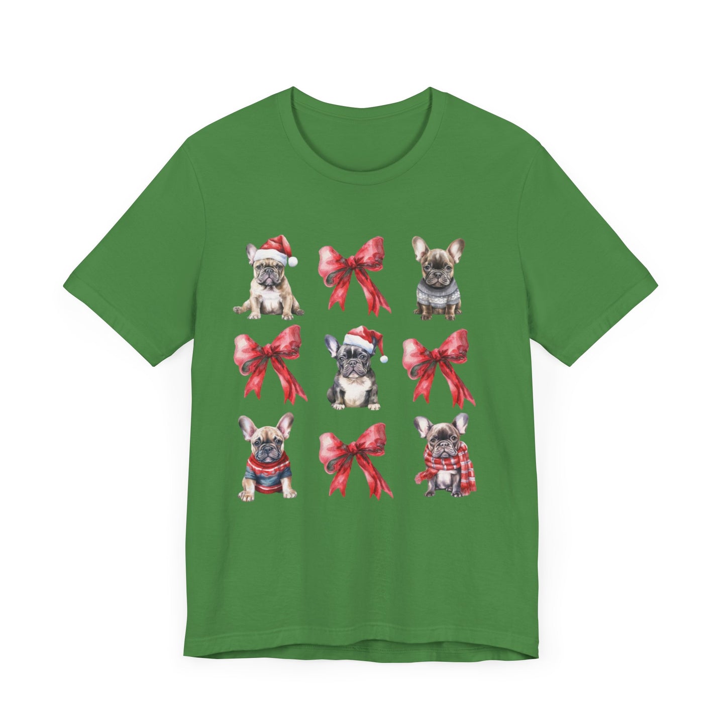 Frenchie Christmas Bow Unisex Jersey Short Sleeve Tee