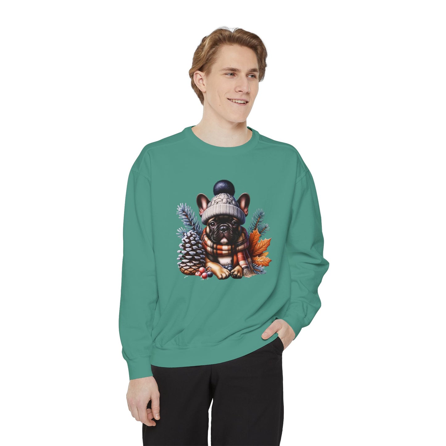 Frenchie Bulldog Sweatshirt - Cute Winter Hat Design