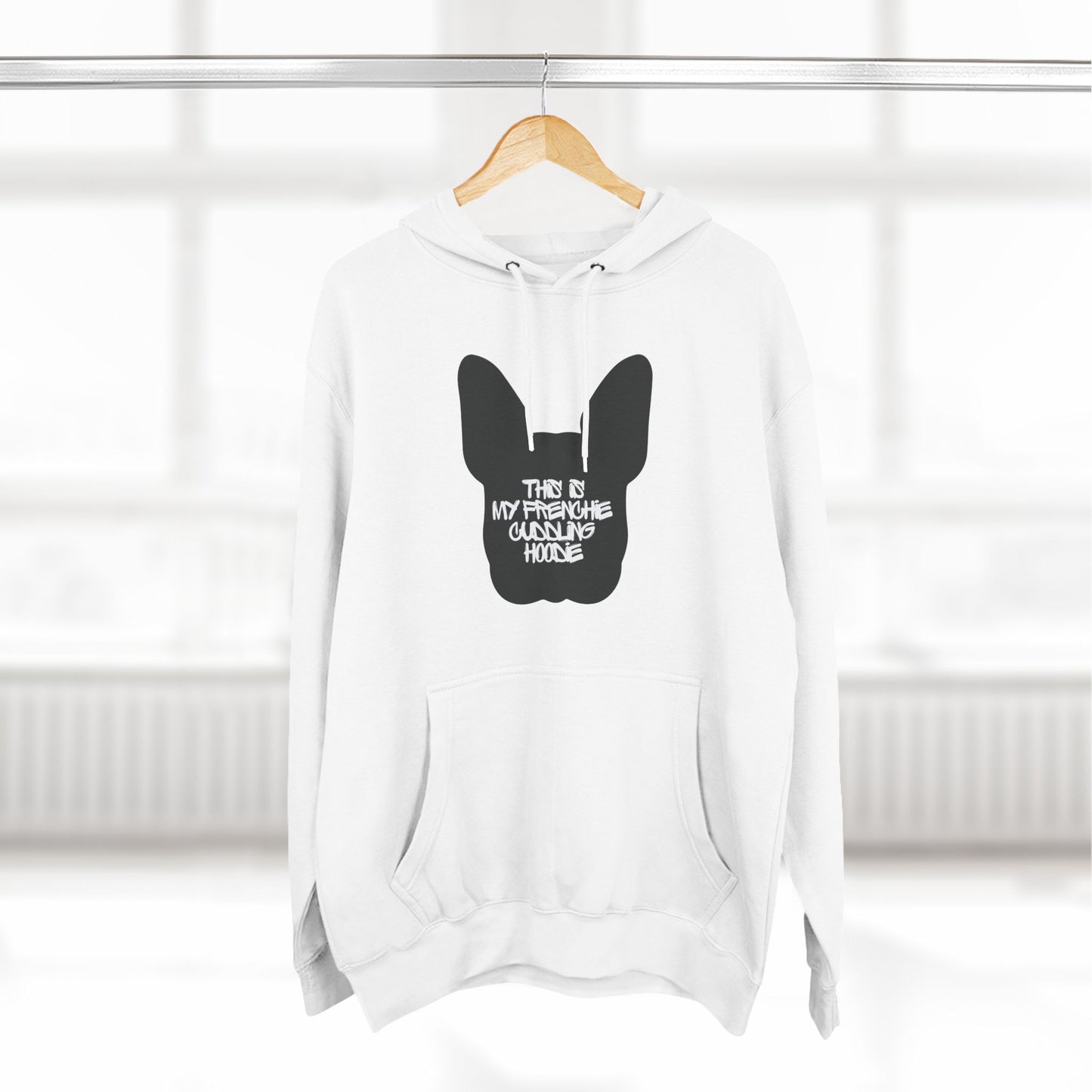 Frenchie Cuddling Three-Panel Fleece Hoodie