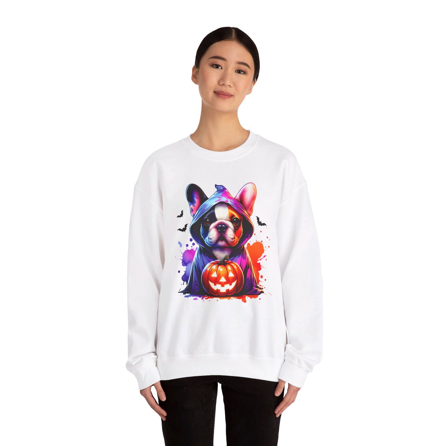 Frenchie pumpkin Unisex Heavy Blend™ Crewneck Sweatshirt