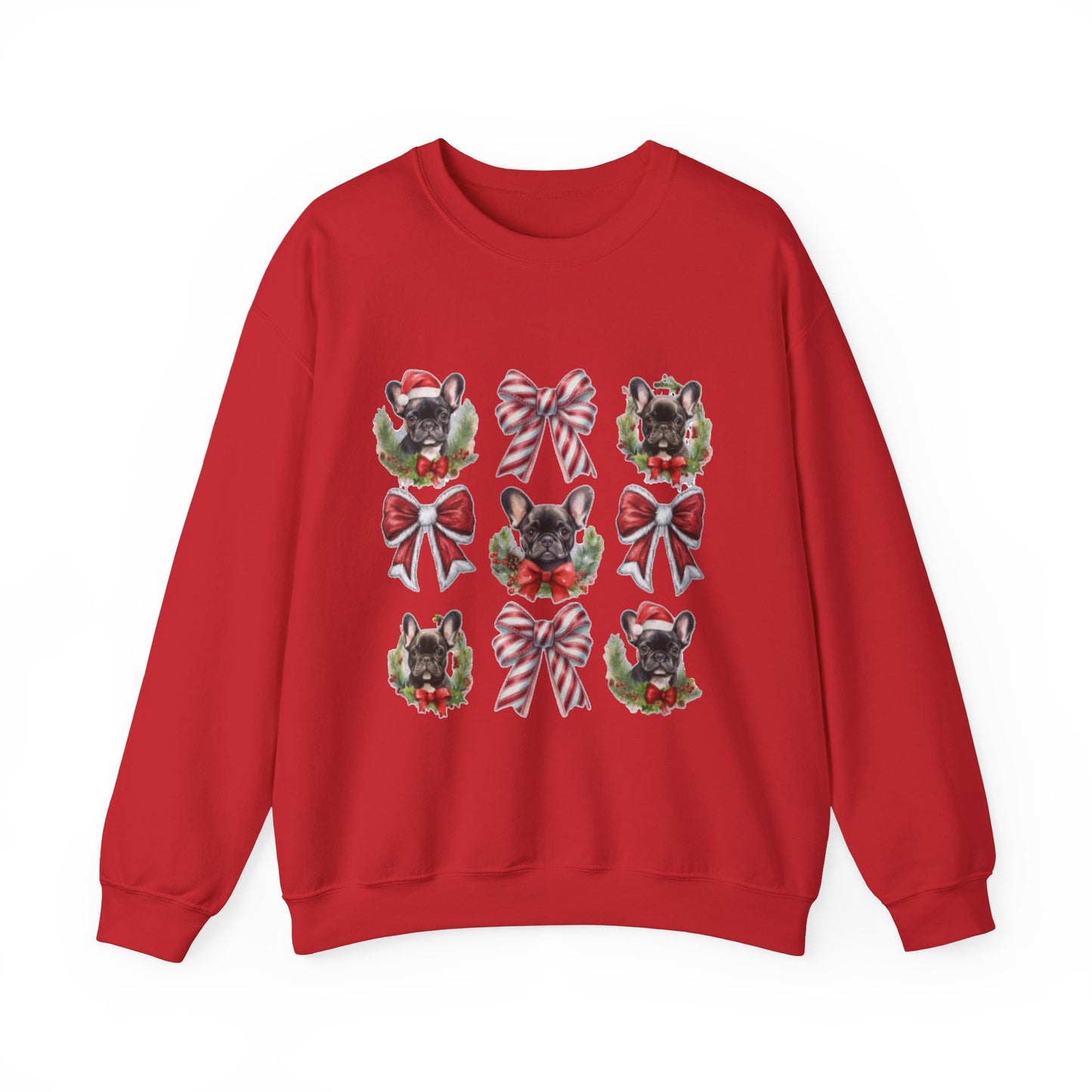 Frenchie Bow Candy Cane Sweatshirt