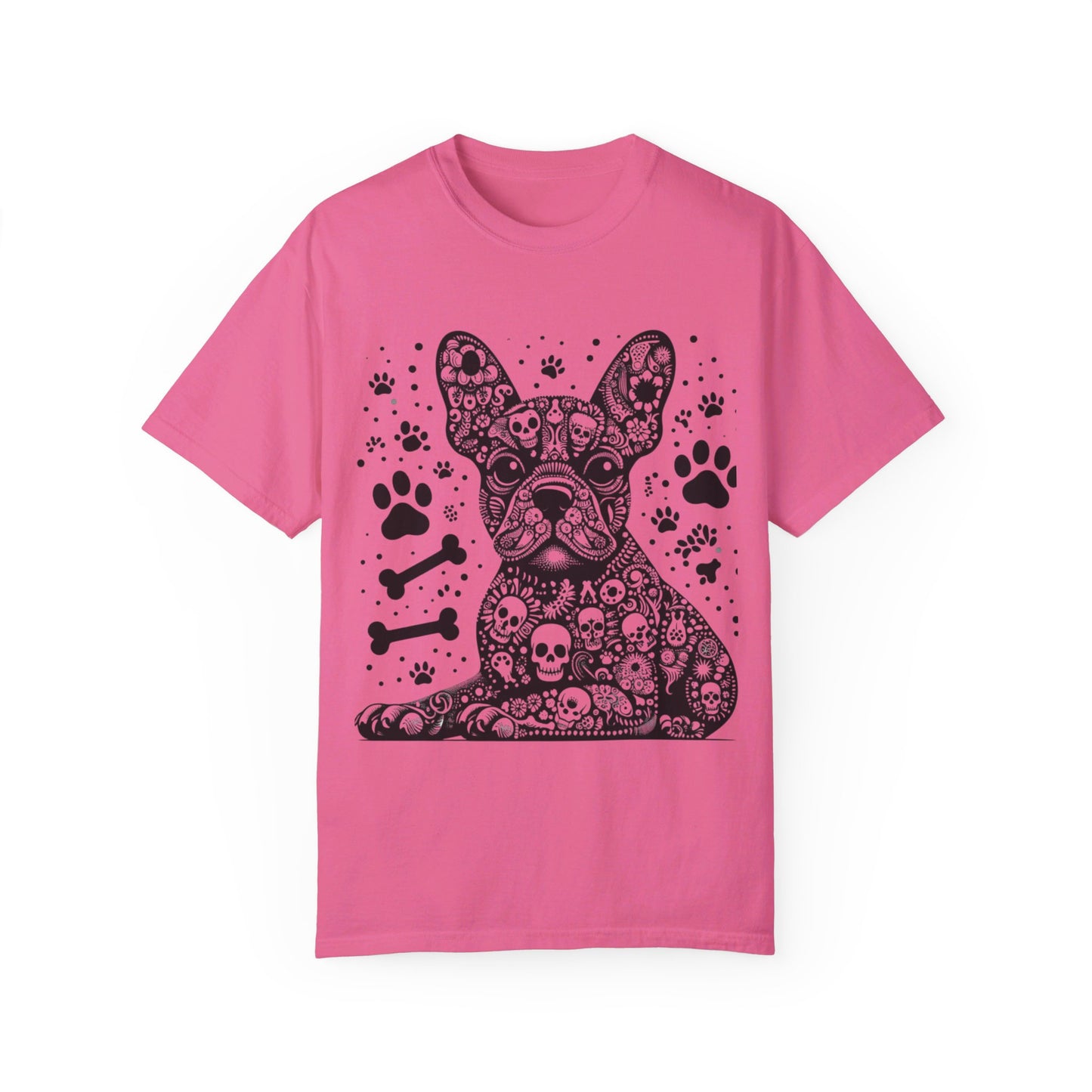 Abstract skull Frenchie Unisex Garment-Dyed T-shirt