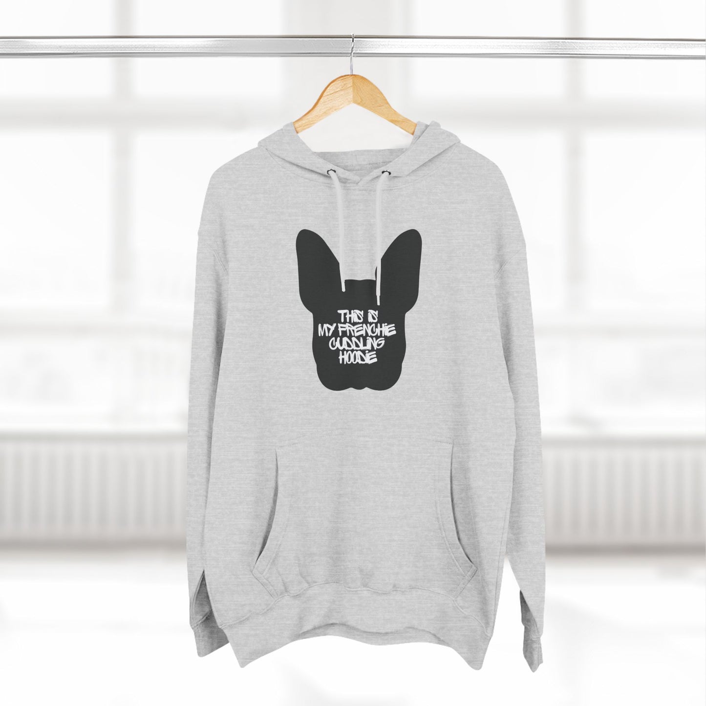 Frenchie Cuddling Three-Panel Fleece Hoodie