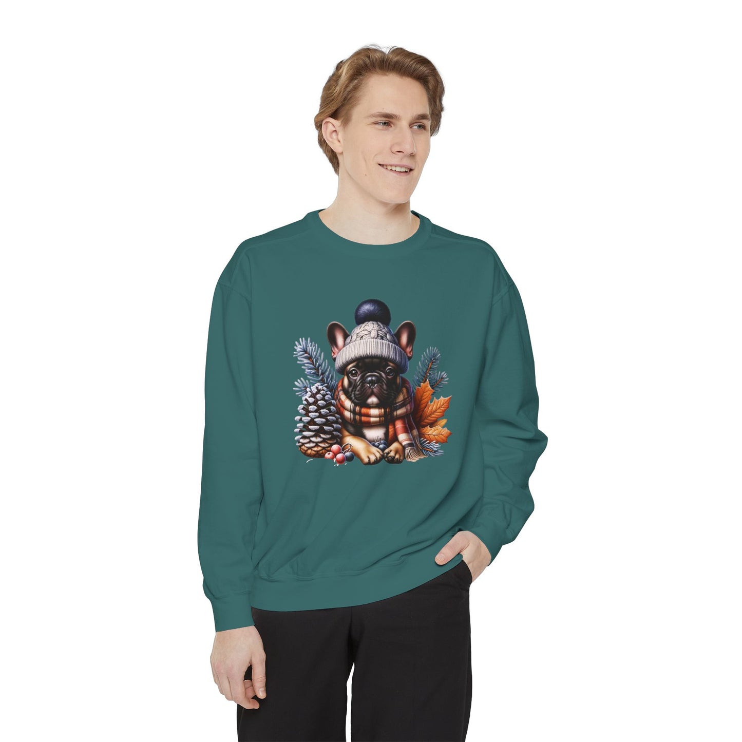 Frenchie Bulldog Sweatshirt - Cute Winter Hat Design