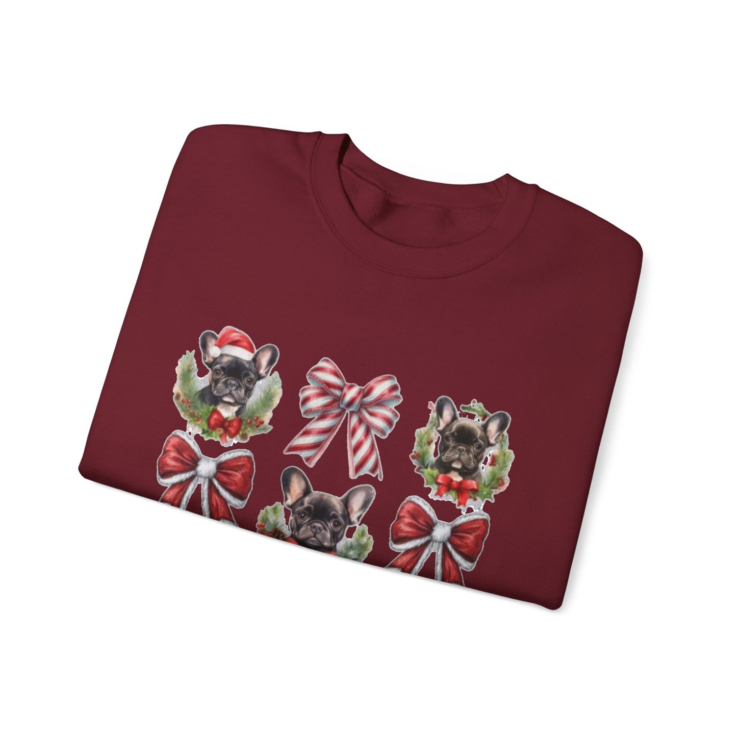 Frenchie Bow Candy Cane Sweatshirt