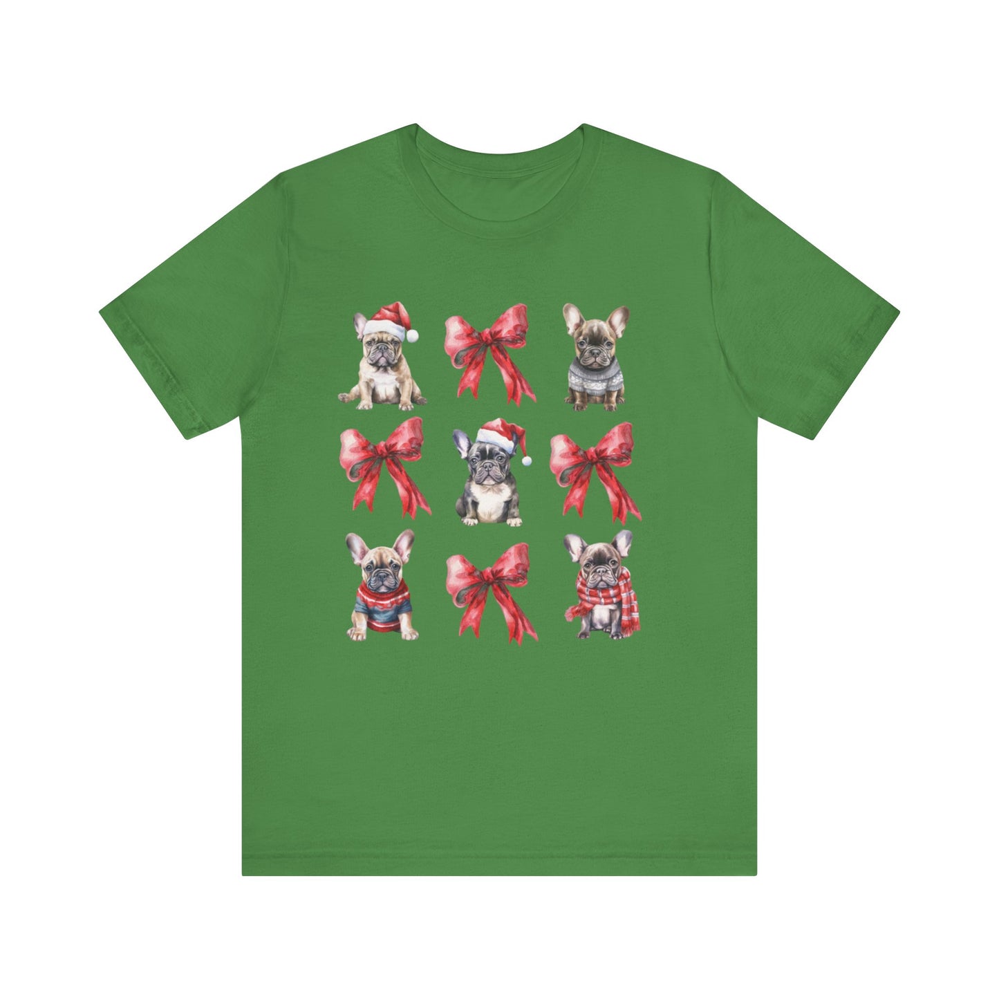 Frenchie Christmas Bow Unisex Jersey Short Sleeve Tee