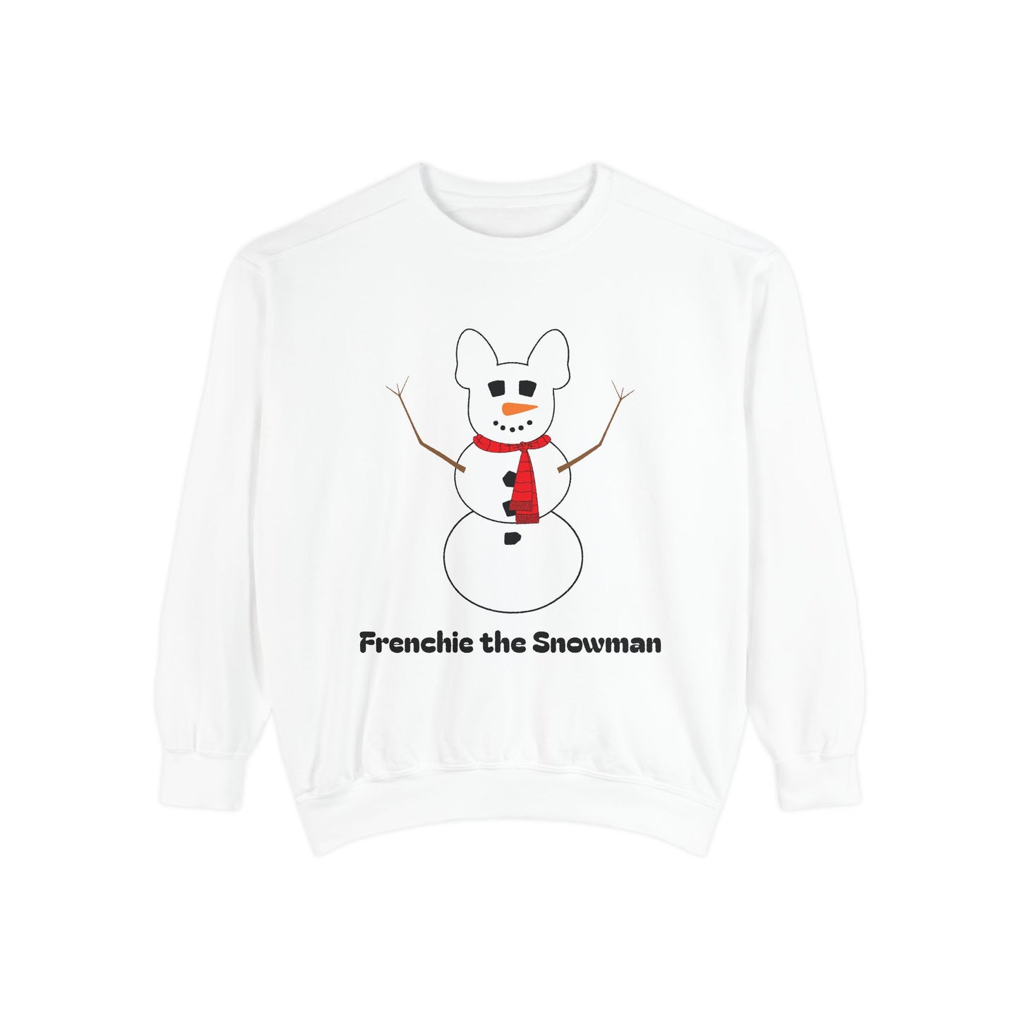 Frenchie Snowman Garment-Dyed Sweatshirt