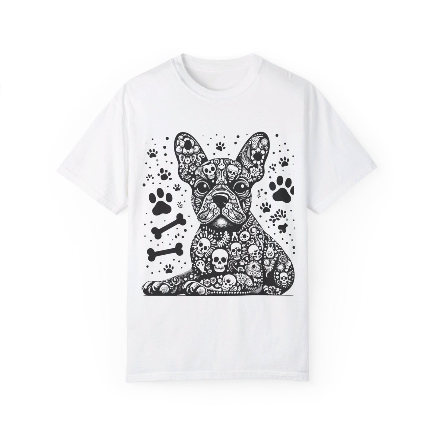 Abstract skull Frenchie Unisex Garment-Dyed T-shirt