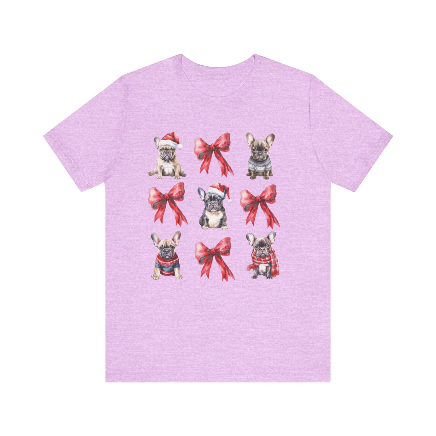 Frenchie Christmas Bow Unisex Jersey Short Sleeve Tee