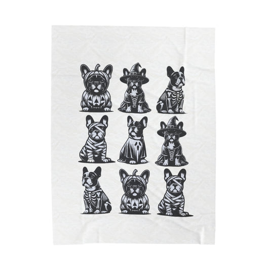 Spooky Frenchie Velveteen Plush Blanket