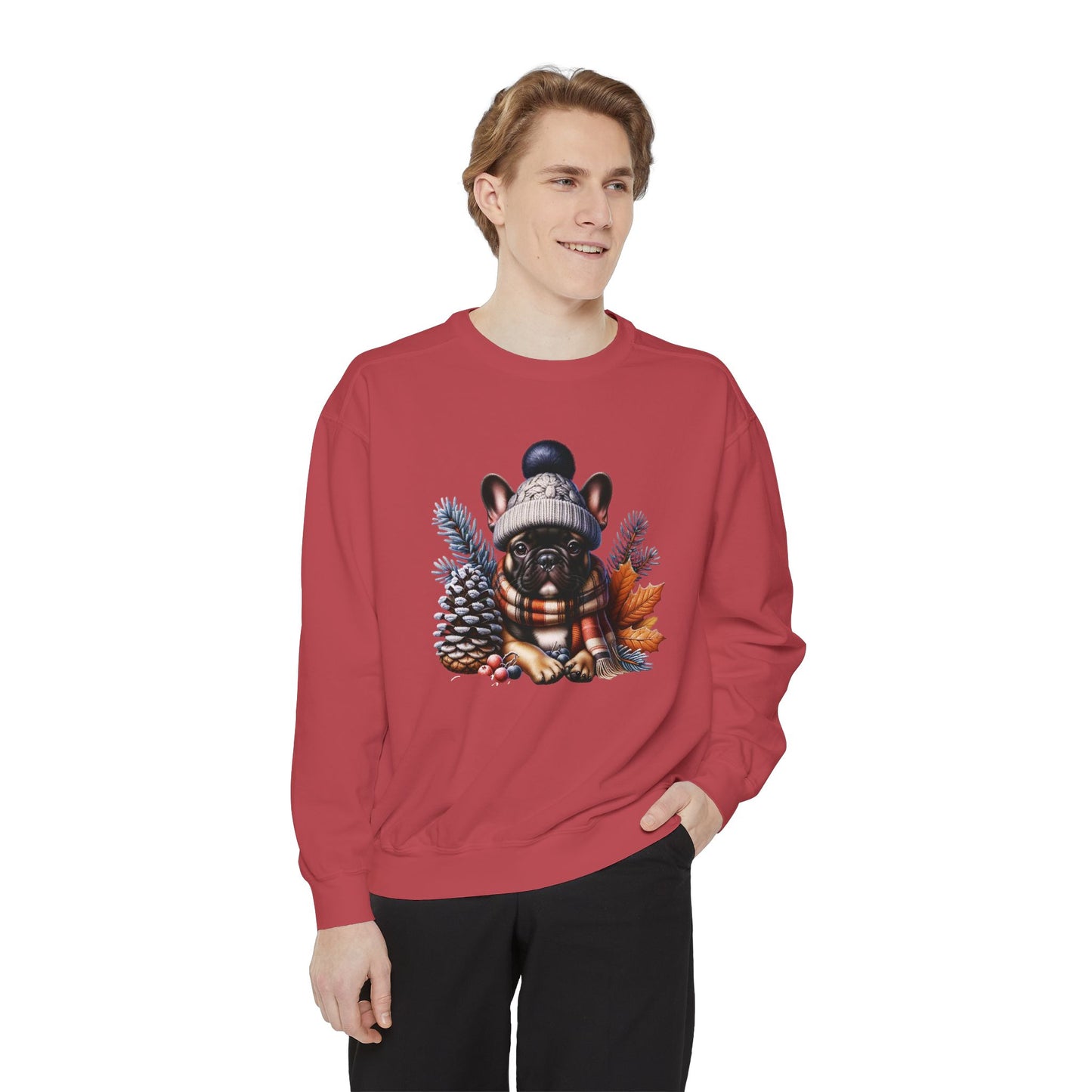 Frenchie Bulldog Sweatshirt - Cute Winter Hat Design