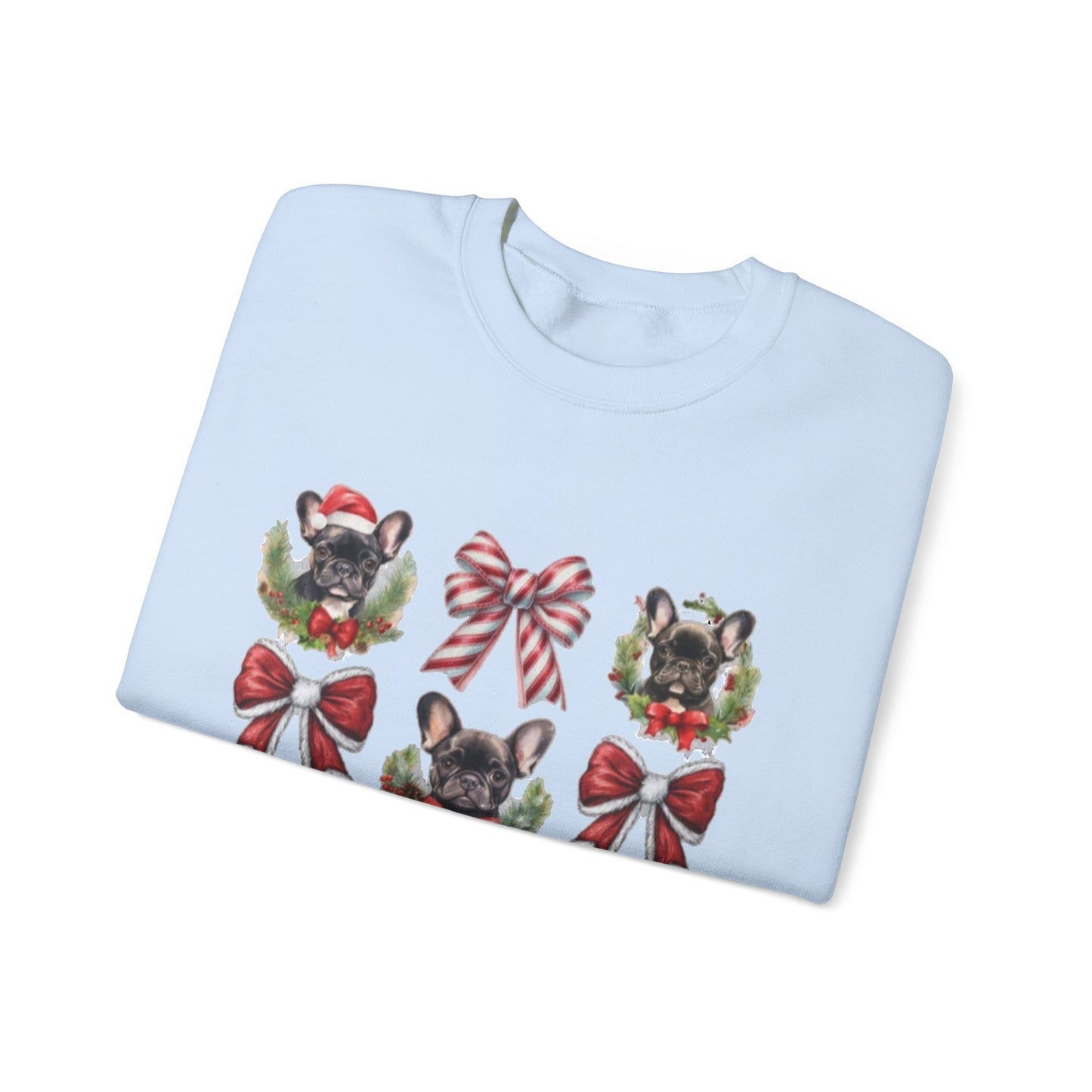 Frenchie Bow Candy Cane Sweatshirt