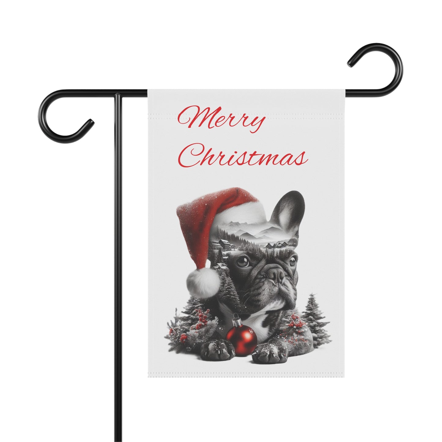 Artistic Christmas Frenchie Yard Flag