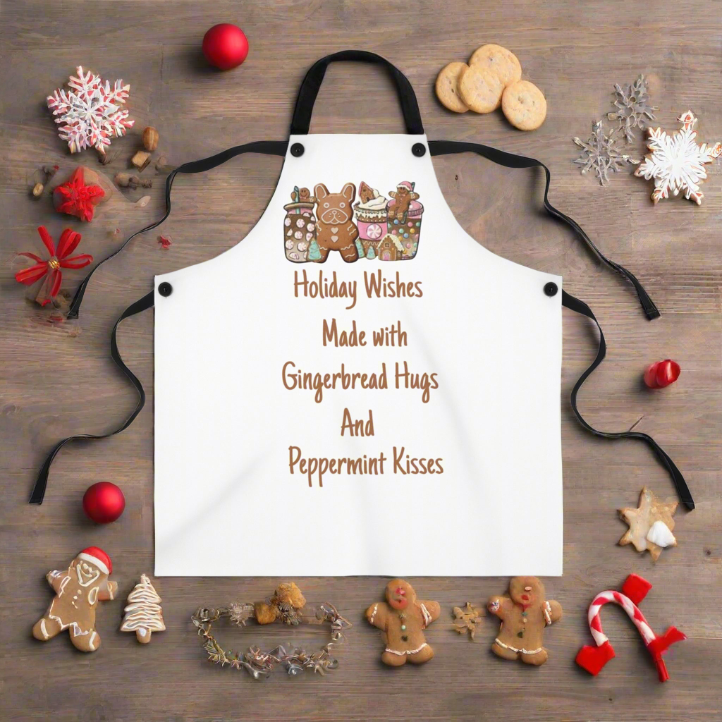 Apron - Frenchie Gingerbread Wishes Kitchen Cooking Gift