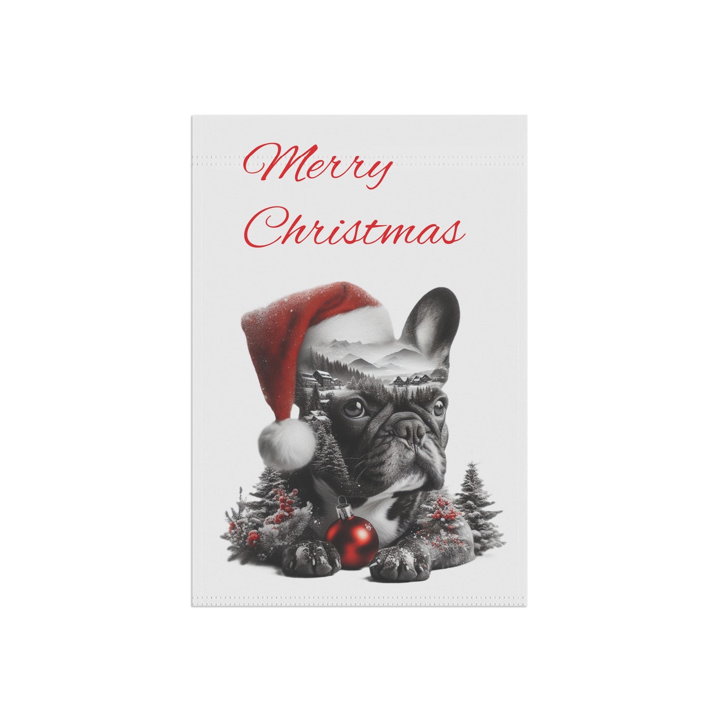 Artistic Christmas Frenchie Yard Flag