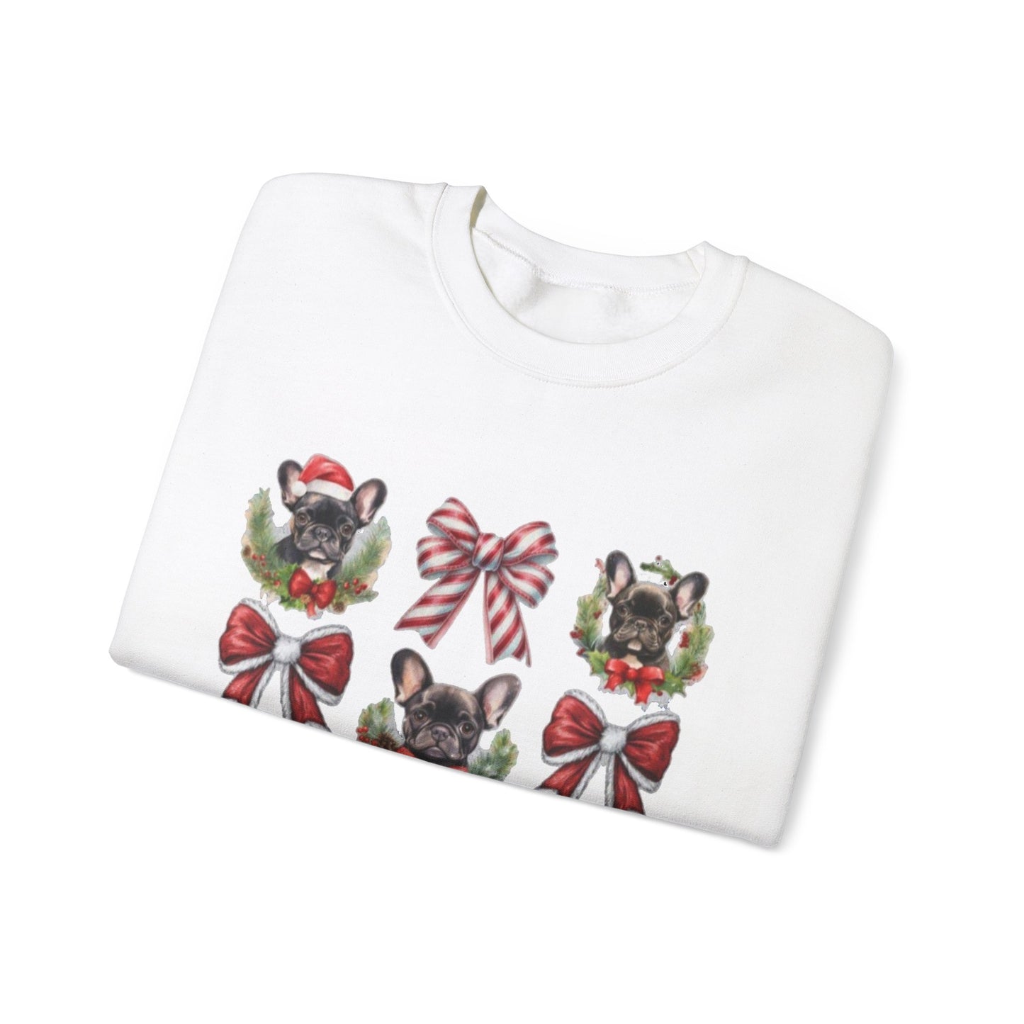 Frenchie Bow Candy Cane Sweatshirt