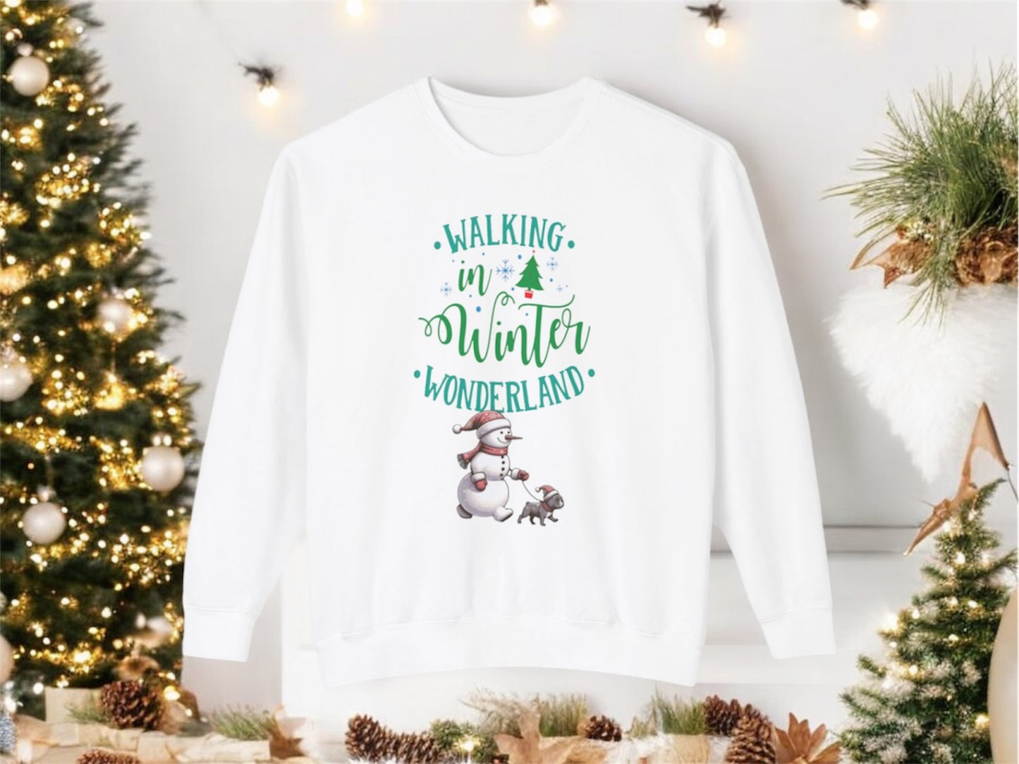 Snowman Walking French Bulldog Sweatshirt