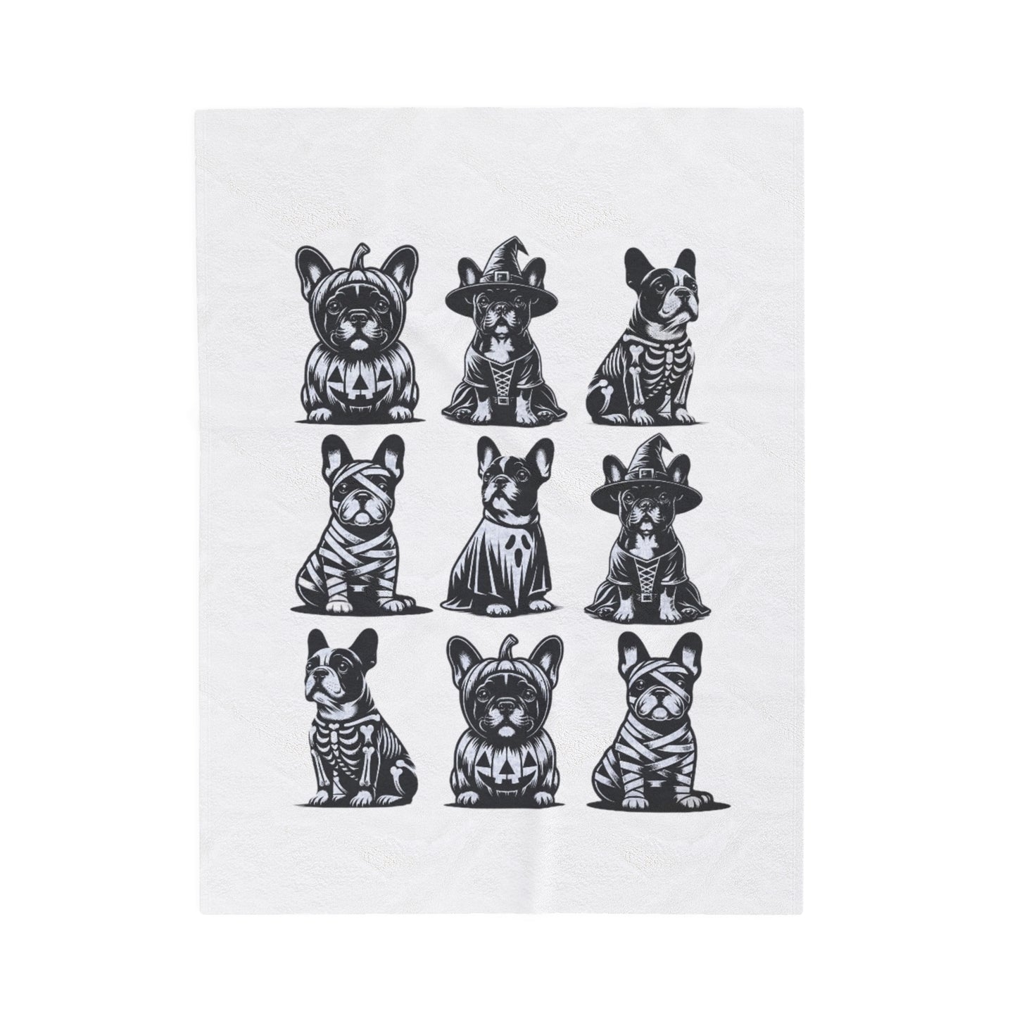 Spooky Frenchie Velveteen Plush Blanket