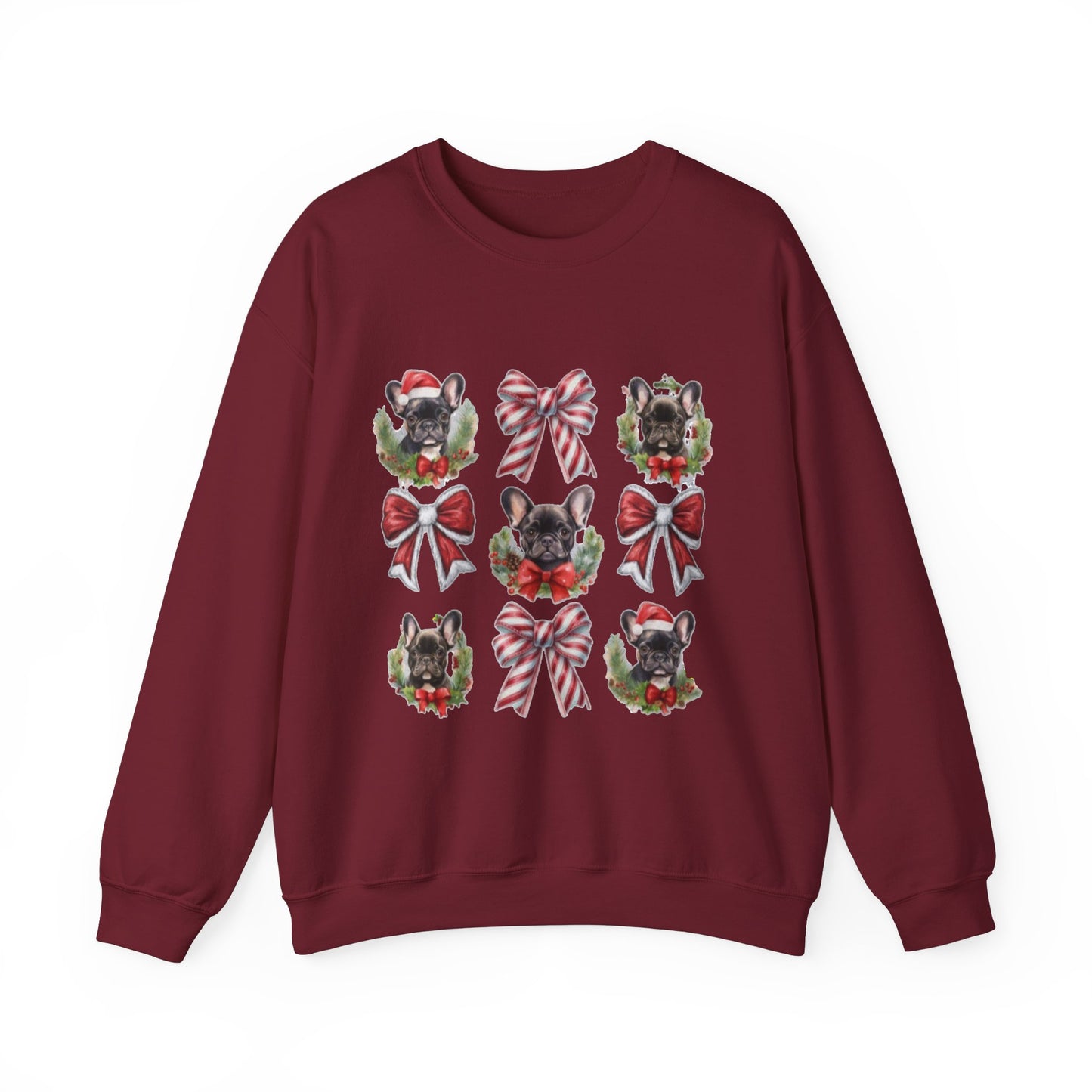 Frenchie Bow Candy Cane Sweatshirt