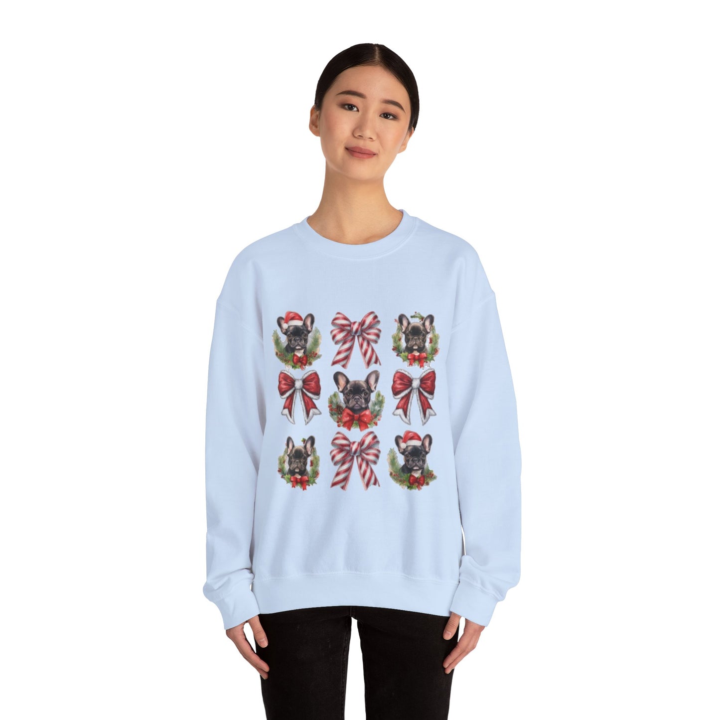 Frenchie Bow Candy Cane Sweatshirt