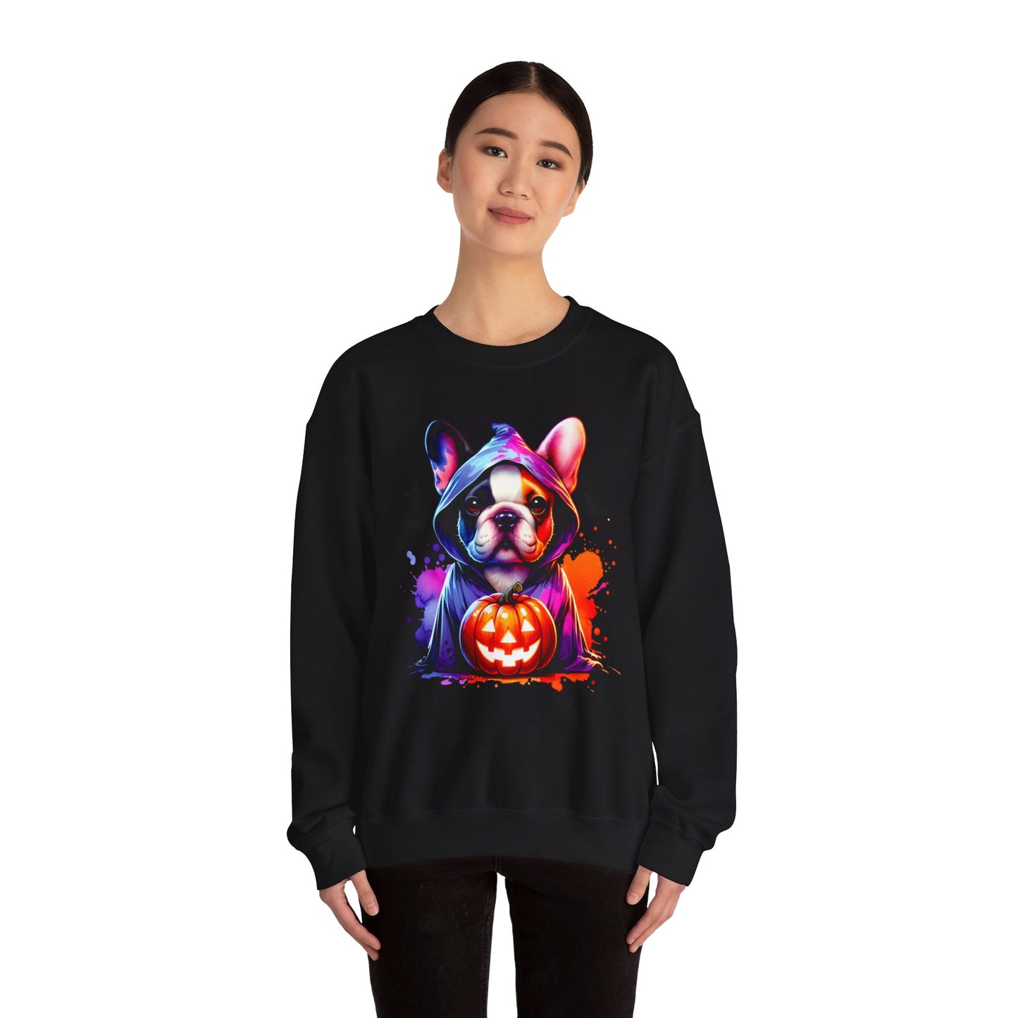 Frenchie pumpkin Unisex Heavy Blend™ Crewneck Sweatshirt