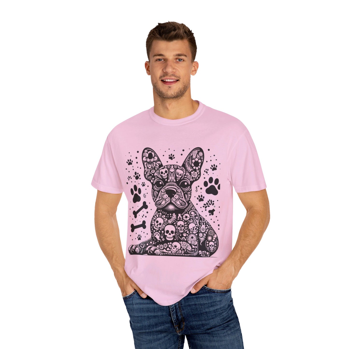 Abstract skull Frenchie Unisex Garment-Dyed T-shirt