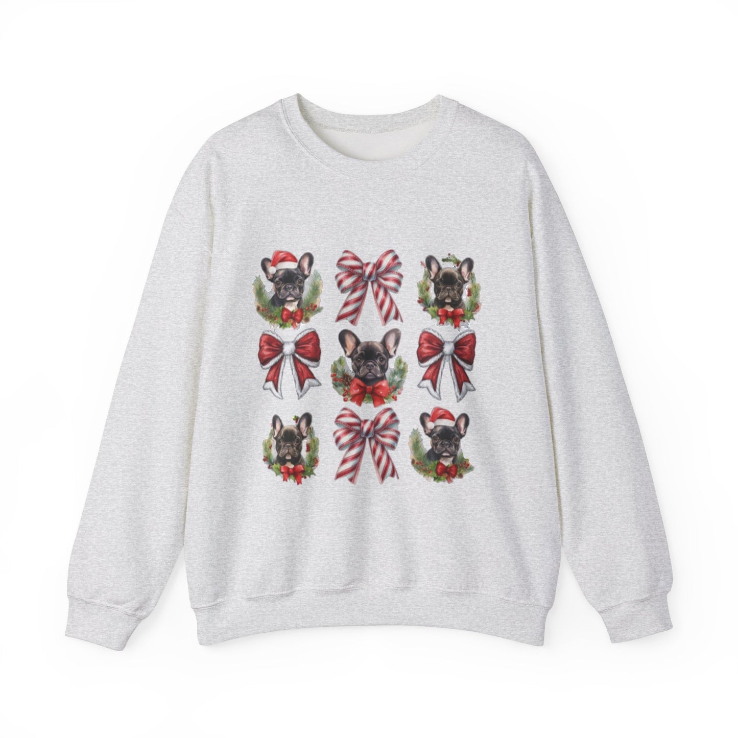 Frenchie Bow Candy Cane Sweatshirt