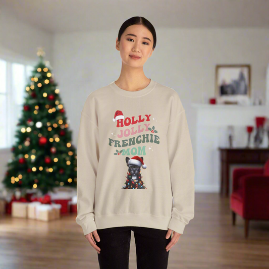 Holly Jolly Frenchie Mom Unisex Heavy Blend™ Crewneck Sweatshirt