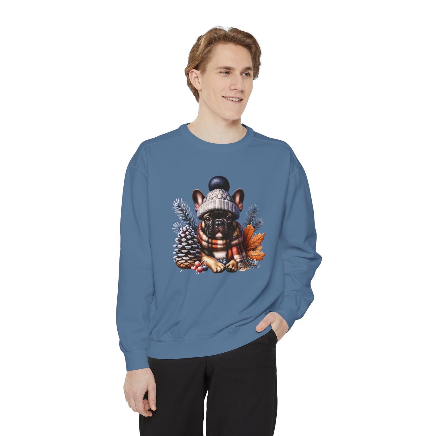 Frenchie Bulldog Sweatshirt - Cute Winter Hat Design