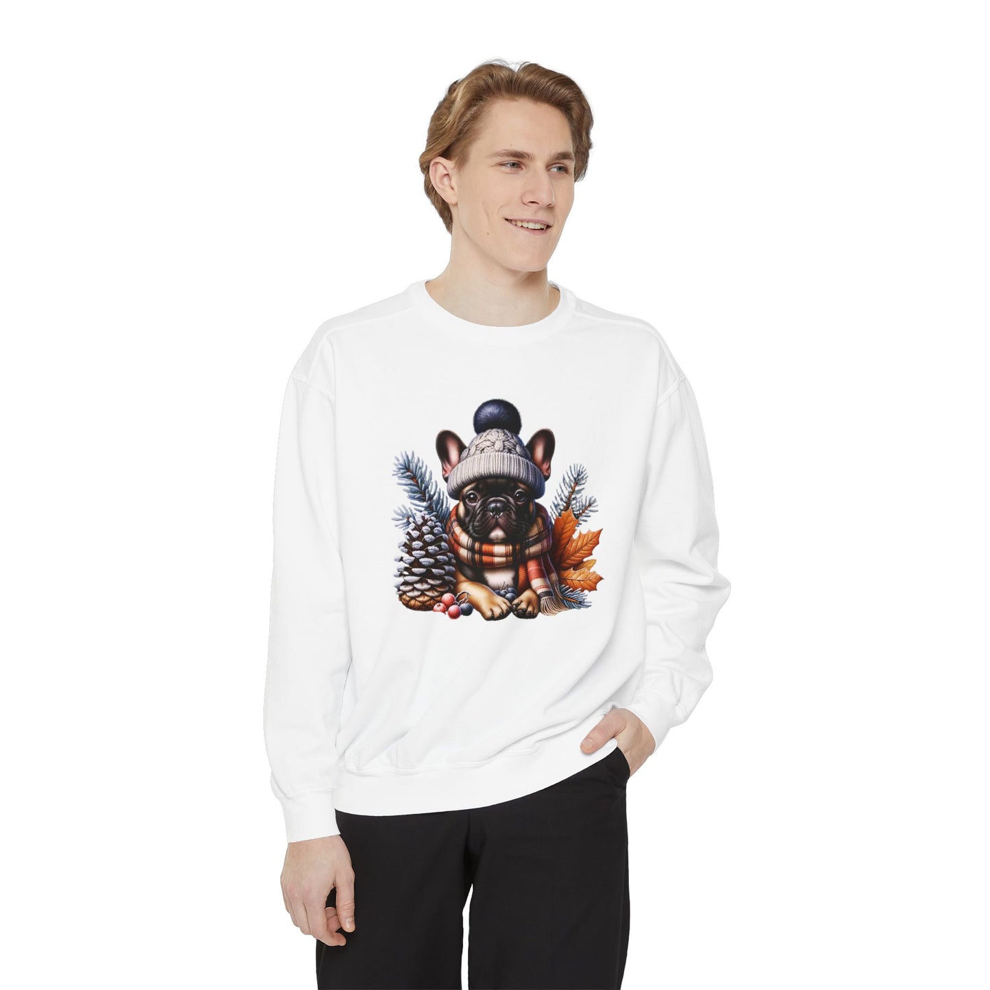 Frenchie Bulldog Sweatshirt - Cute Winter Hat Design