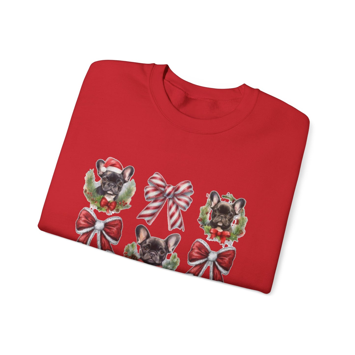 Frenchie Bow Candy Cane Sweatshirt