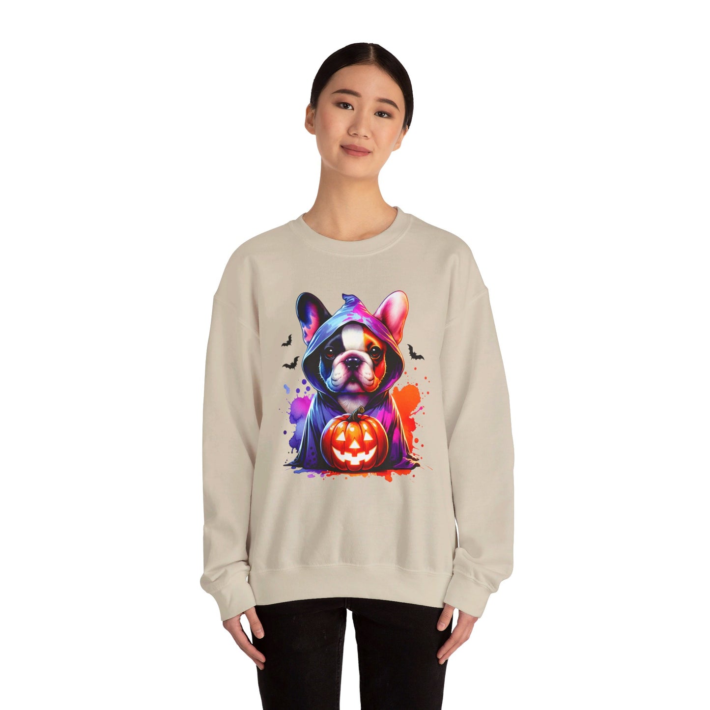 Frenchie pumpkin Unisex Heavy Blend™ Crewneck Sweatshirt