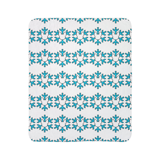 Frenchie Snowflake Fleece Sherpa Blanket