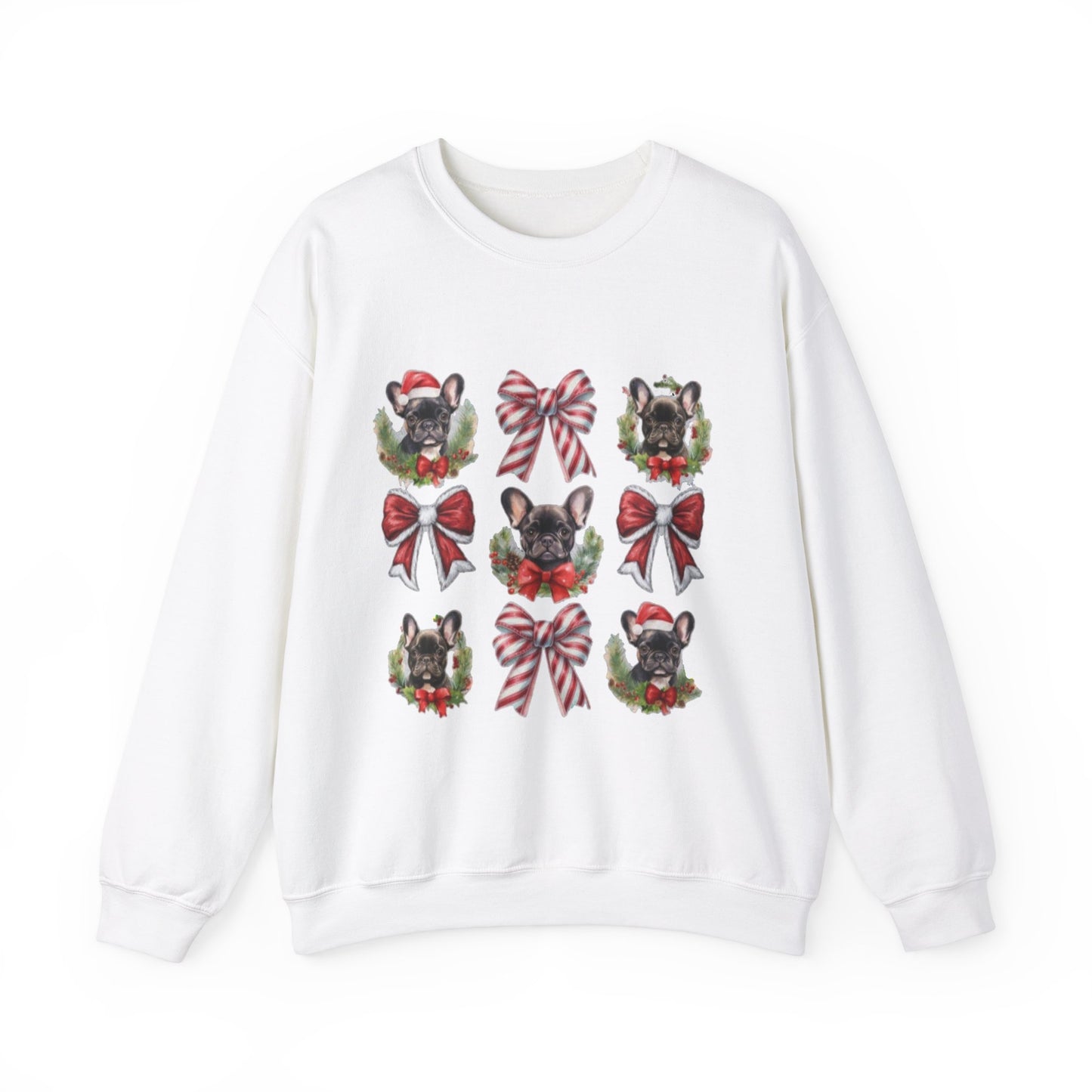 Frenchie Bow Candy Cane Sweatshirt