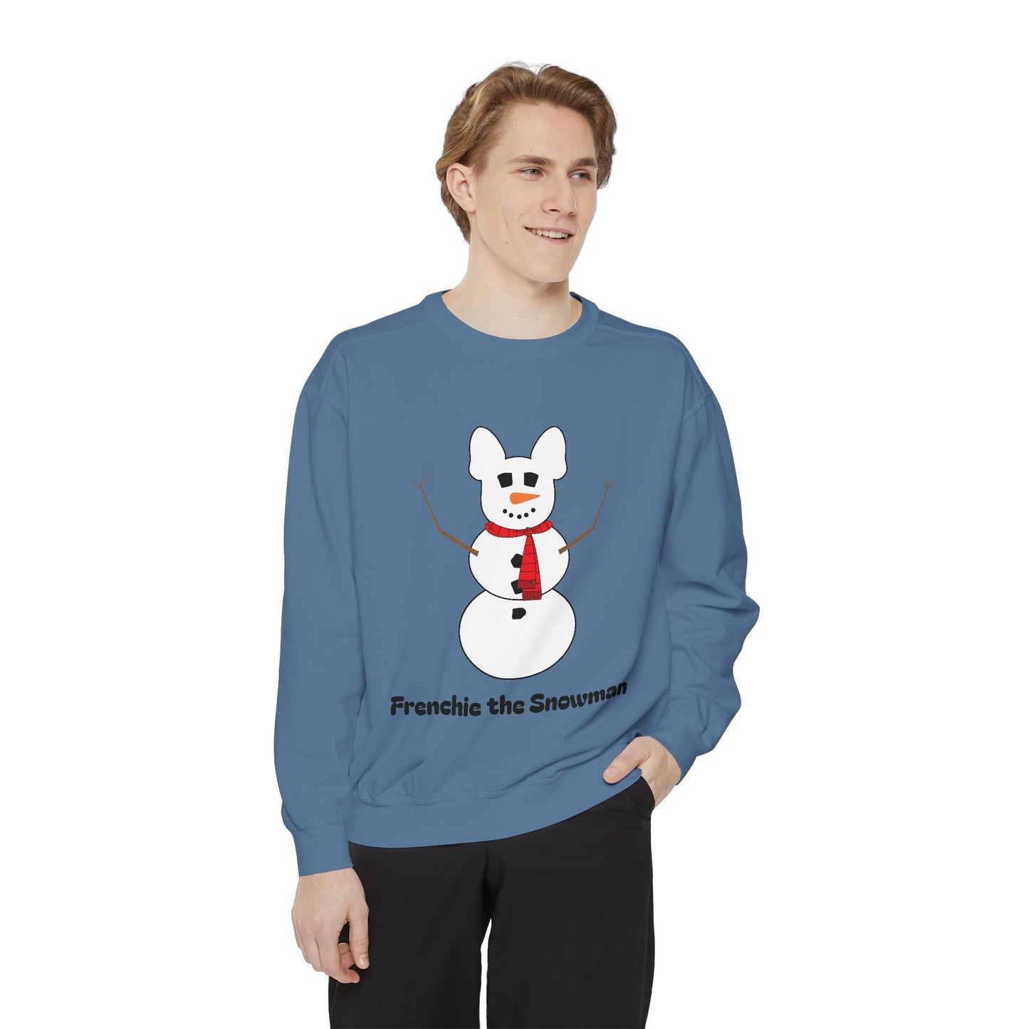 Frenchie Snowman Garment-Dyed Sweatshirt