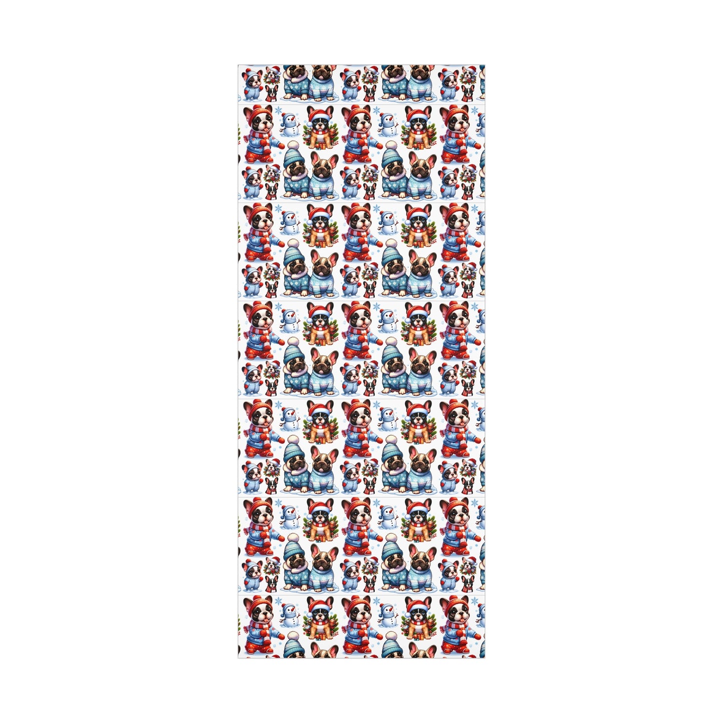 Gift Wrap -Frenchie Puppies Winter Wonderland Design