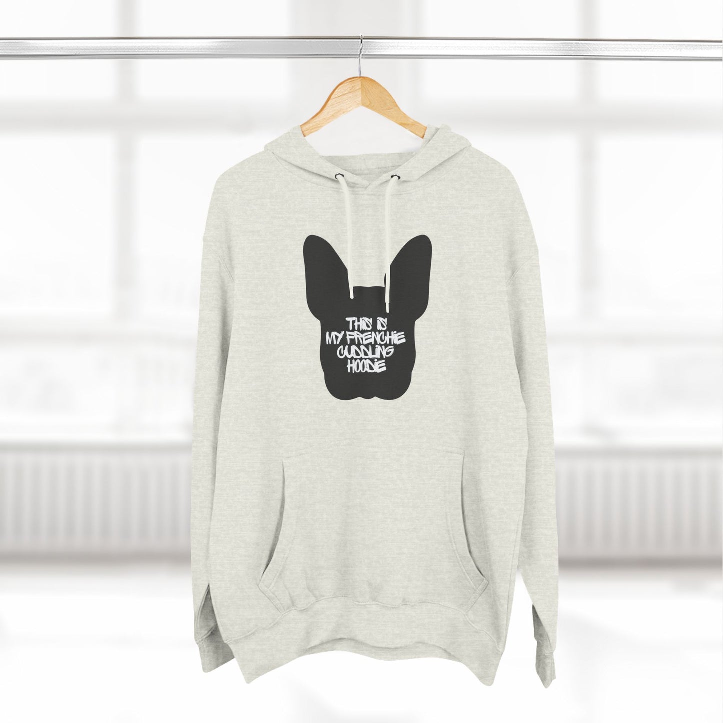 Frenchie Cuddling Three-Panel Fleece Hoodie